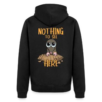 Nothing to see Here Maulwurf Maulwurfshügel Tiere - Unisex Premium Bio Zip Hoodie - Schwarz - Hinten - Nico (187cm)