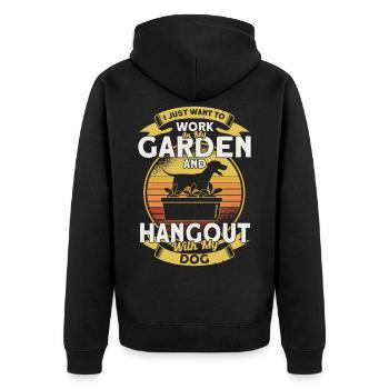 Retro Vintage Garden Gardening Gift - Unisex Premium Organic Zip Hoodie - black - Back - Nico (187cm)