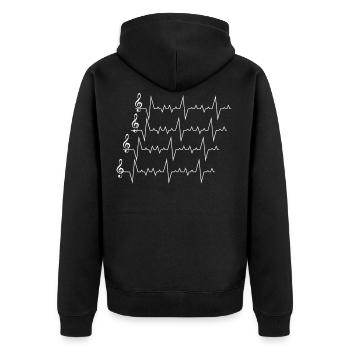 Musik-Noten - Musiker Orchester - Unisex Premium Bio Zip Hoodie - Schwarz - Hinten - Nico (187cm)