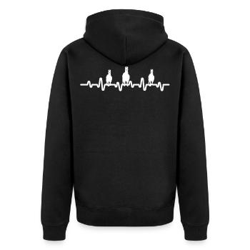 Lama Herzschlag - Unisex Premium Bio Zip Hoodie - Schwarz - Hinten - Nico (187cm)