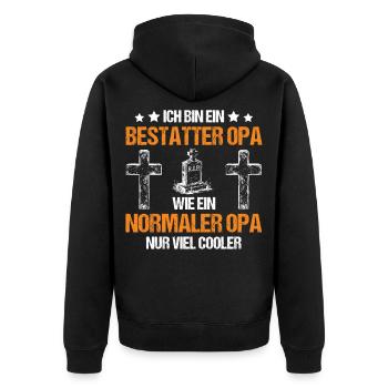 Leichenbestatter Friedhofsgärtner Bestatter - Unisex Premium Bio Zip Hoodie - Schwarz - Hinten - Nico (187cm)