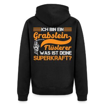 Friedhof Friedhofsgärtner Bestatter Geschenk - Unisex Premium Bio Zip Hoodie - Schwarz - Hinten - Nico (187cm)