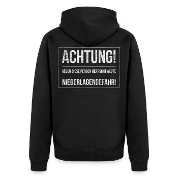 Im Tischtennis wirst du gegen mich verlieren - Unisex Premium Bio Zip Hoodie - Schwarz - Hinten - Nico (187cm)