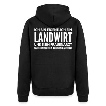 Landwirt dem die Frauen vertrauen - Unisex Premium Bio Zip Hoodie - Schwarz - Hinten - Nico (187cm)
