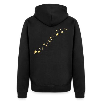 Sternschnuppe - Unisex Premium Bio Zip Hoodie - Schwarz - Hinten - Nico (187cm)