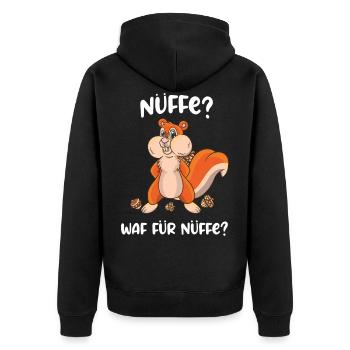 Nüffe? Waf für Nüffe? Eichhörnchen Nagetier Nüsse - Unisex Premium Bio Zip Hoodie - Schwarz - Hinten - Nico (187cm)