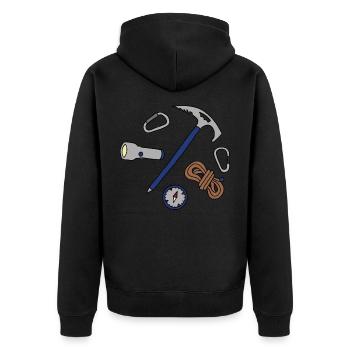 Berg klettern Kletterer Bergsteiger - Unisex Premium Bio Zip Hoodie - Schwarz - Hinten - Nico (187cm)