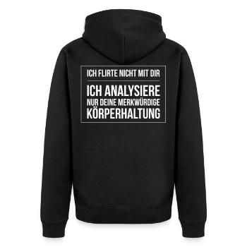 Ich Analysiere deine Körperhaltung Physio Spruch - Unisex Premium Bio Zip Hoodie - Schwarz - Hinten - Nico (187cm)
