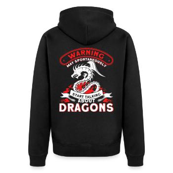 Drachen Fan Spruch Drachen Geschenk - Unisex Premium Bio Zip Hoodie - Schwarz - Hinten - Nico (187cm)