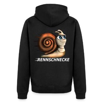 Rennschnecke Joggen Laufen Läufer Sport Marathon - Unisex Premium Bio Zip Hoodie - Schwarz - Hinten - Nico (187cm)