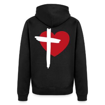 Cœur et croix - Veste à capuche bio Premium Unisexe - noir - Dos - Nico (187cm)
