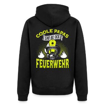 Freiwillige Feuerwehr Papa Geschenk Feuerwehrmann - Unisex Premium Bio Zip Hoodie - Schwarz - Hinten - Nico (187cm)