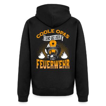 Feuerwehrmann Opa Geschenk Freiwillige Feuerwehr - Unisex Premium Bio Zip Hoodie - Schwarz - Hinten - Nico (187cm)