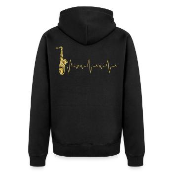 Heartbeat Jazz Music - Unisex Premium Organic Zip Hoodie - black - Back - Nico (187cm)