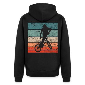 Bmx Fahrer Vintage Retro - Unisex Premium Bio Zip Hoodie - Schwarz - Hinten - Nico (187cm)