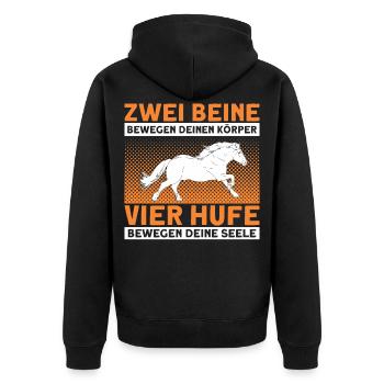 Reiten Reiter Haflinger Geschenk - Unisex Premium Bio Zip Hoodie - Schwarz - Hinten - Nico (187cm)