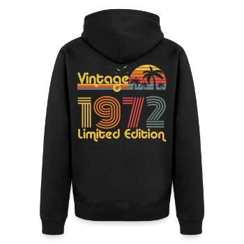 Year of birth gift 1972 - Unisex Premium Organic Zip Hoodie - black - Back - Nico (187cm)