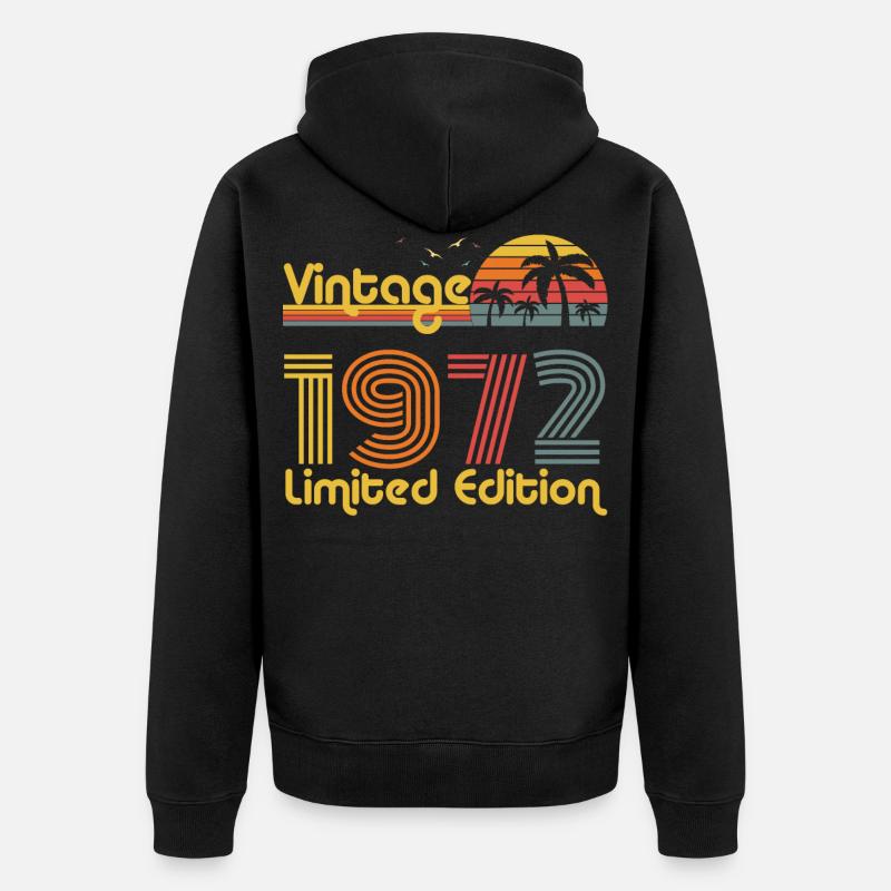 Année de naissance Cadeau 1972 - Veste à capuche bio Premium Unisexe - noir