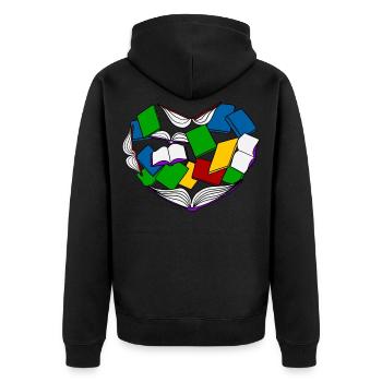 Lesen - Buch - Bücher - Unisex Premium Bio Zip Hoodie - Schwarz - Hinten - Nico (187cm)