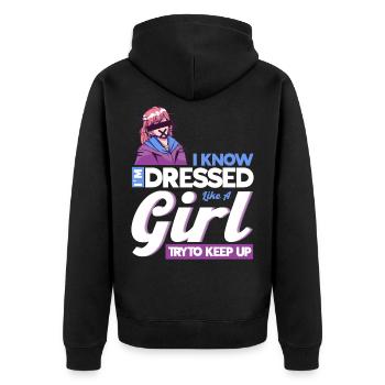 Crossdressing Anime Femboy - Unisex Premium Bio Zip Hoodie - Schwarz - Hinten - Nico (187cm)