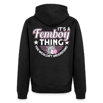 Crossdressing Anime Femboy - Unisex Premium Bio Zip Hoodie - Schwarz - Hinten - Nico (187cm)