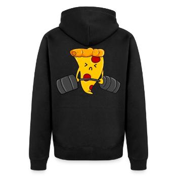 Sport Salami Pizza Liebe - Unisex Premium Bio Zip Hoodie - Schwarz - Hinten - Nico (187cm)