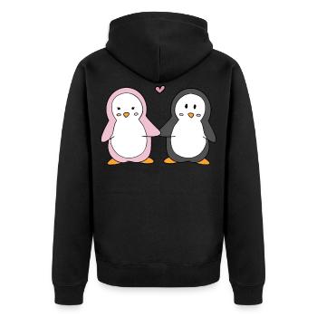 Pinguin - Unisex Premium Bio Zip Hoodie - Schwarz - Hinten - Nico (187cm)