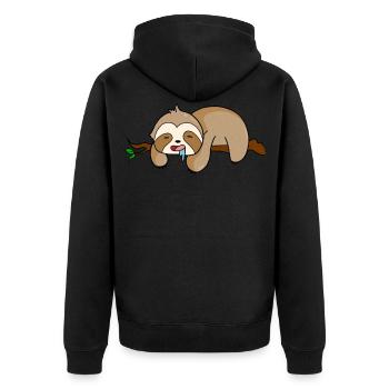 Faultier - Unisex Premium Bio Zip Hoodie - Schwarz - Hinten - Nico (187cm)