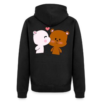 Bear Love - Bear - Best Friends - Partners - Unisex Premium Organic Zip Hoodie - black - Back - Nico (187cm)