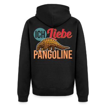 Vintage Retro Schuppentier Pangolin - Unisex Premium Bio Zip Hoodie - Schwarz - Hinten - Nico (187cm)