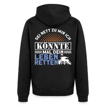 Poolboy Bademeister Schwimmen - Unisex Premium Bio Zip Hoodie - Schwarz - Hinten - Nico (187cm)