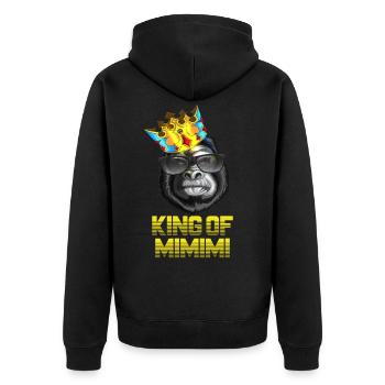 König King of Mimimi & Rumheuler Cooler Affenkönig - Unisex Premium Bio Zip Hoodie - Schwarz - Hinten - Nico (187cm)