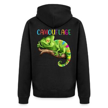 Chamäleon Reptilien Leguan Echse Camouflage - Unisex Premium Bio Zip Hoodie - Schwarz - Hinten - Nico (187cm)