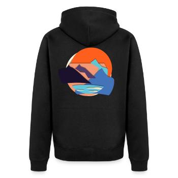 Abstrakt - Unisex Premium Bio Zip Hoodie - Schwarz - Hinten - Nico (187cm)