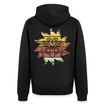 Neuseeland Haka Geschenkidee - Unisex Premium Bio Zip Hoodie - Schwarz - Hinten - Nico (187cm)