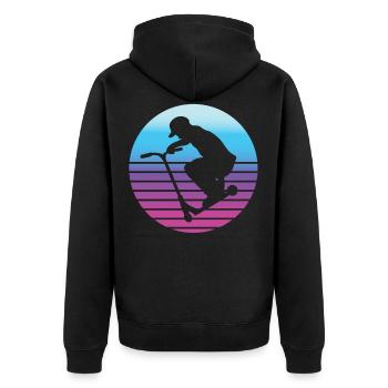 Scooter Stunt Tretroller - Unisex Premium Bio Zip Hoodie - Schwarz - Hinten - Nico (187cm)