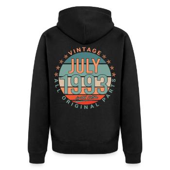 Juli 1993 - Unisex Premium Bio Zip Hoodie - Schwarz - Hinten - Nico (187cm)