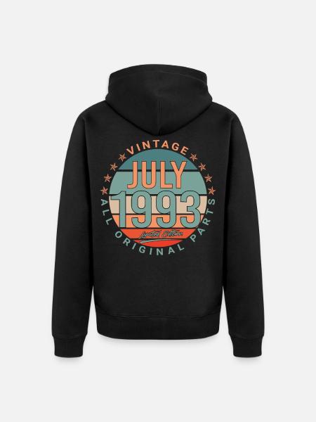 July 1993 - Unisex Premium Organic Zip Hoodie - black