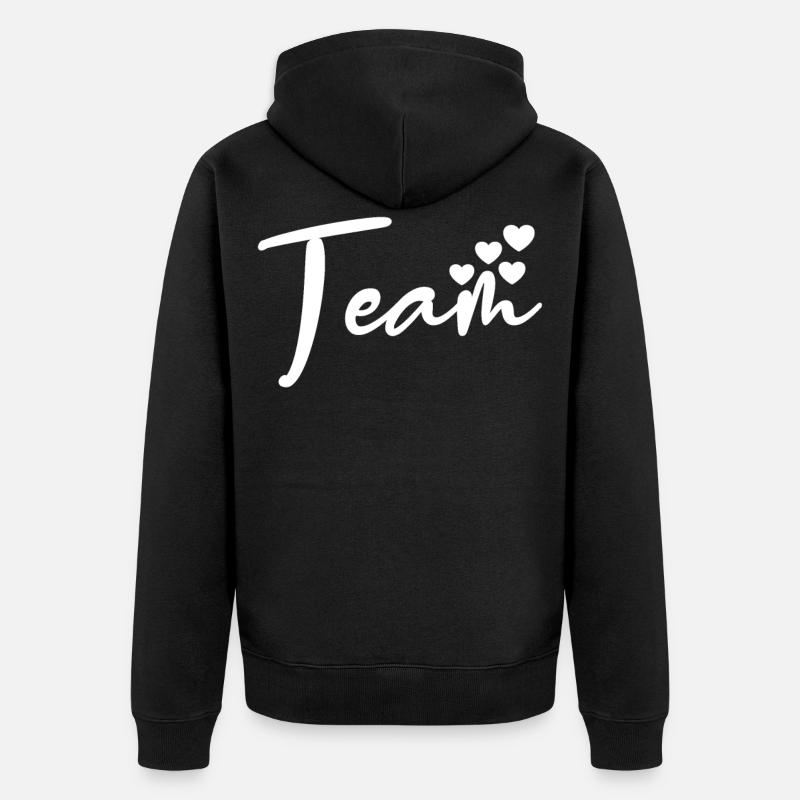 Liebe Team Herz - Unisex Premium Bio Zip Hoodie - Schwarz