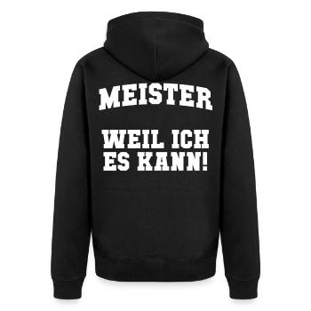 Meister - Unisex Premium Bio Zip Hoodie - Schwarz - Hinten - Nico (187cm)