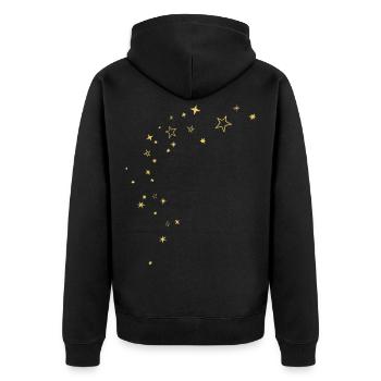 stars - Unisex Premium Organic Zip Hoodie - black - Back - Nico (187cm)