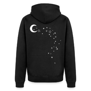 Mond und Sterne - Unisex Premium Bio Zip Hoodie - Schwarz - Hinten - Nico (187cm)