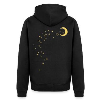 Mond und Sterne - Unisex Premium Bio Zip Hoodie - Schwarz - Hinten - Nico (187cm)