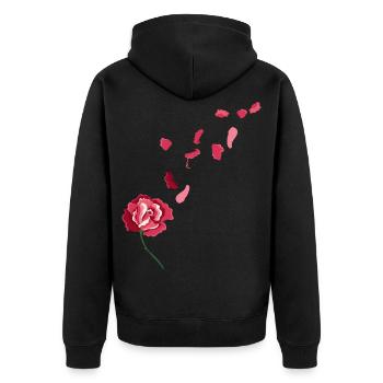 Red Rose - Unisex Premium Organic Zip Hoodie - black - Back - Nico (187cm)