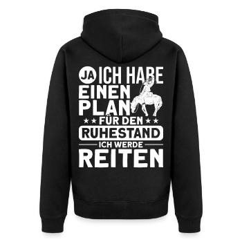 Reiter Reiten Westernreiten - Unisex Premium Bio Zip Hoodie - Schwarz - Hinten - Nico (187cm)