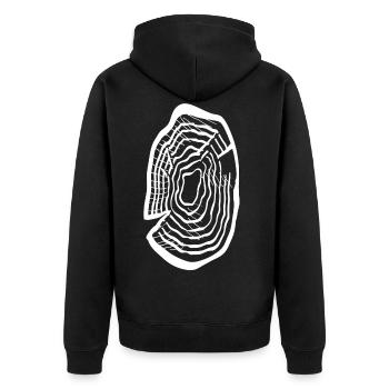 Holzscheibe - Unisex Premium Bio Zip Hoodie - Schwarz - Hinten - Nico (187cm)