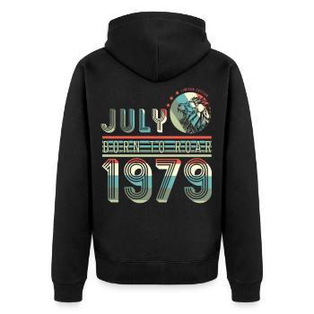 July 1979 Vintage Lion Gift - Unisex Premium Organic Zip Hoodie - black - Back - Nico (187cm)