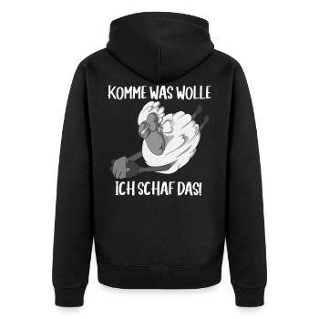 Komme was Wolle ich Schaf das Bauern Landwirt Oma - Unisex Premium Bio Zip Hoodie - Schwarz - Hinten - Nico (187cm)
