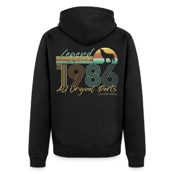 Vintage 1986 Legende Geschenkidee - Unisex Premium Bio Zip Hoodie - Schwarz - Hinten - Nico (187cm)