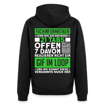 Systemadministrator Informatik Fachinformatiker - Unisex Premium Bio Zip Hoodie - Schwarz - Hinten - Nico (187cm)